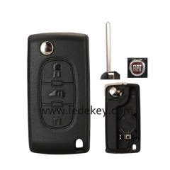 Fiat 3 buttons flip remote key shell with VA2(307) blade  (With battery place ) CE0536 Replace