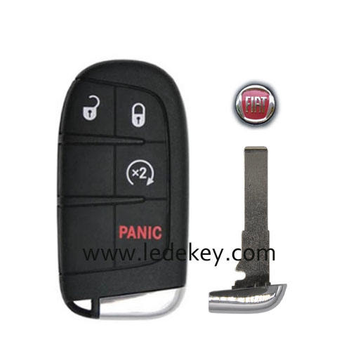 Fiat 3+1 buttons smart remote key shell With Logo for Fiat 500 500L 500X 2016 +
