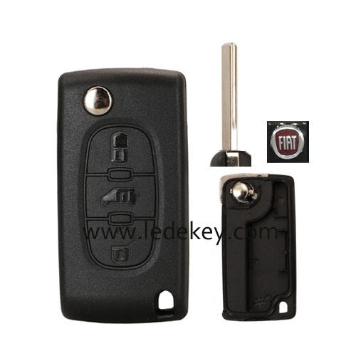 Fiat 3 buttons flip remote key shell with HU83(407) blade  (No battery place ) CE0523 Replace