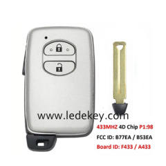 Toyota 2 button Smart Key 433Mhz ASK/FSK 4D Chip For Toyota Land Cruiser 2007-2016 FCCID: B77EA / B53EA (Have ASK 433mhz and FSK 433mhz for select)