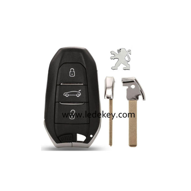 Peugeot 3 button smart key shell with 307/VA2 blade
