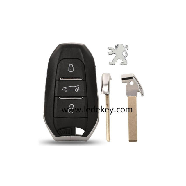Peugeot 3 button smart key shell with 407/HU83 blade