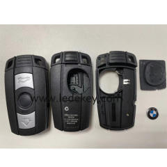 BMW 5 series 3 button remote key blank shell with blade and words on the back with battery clamp