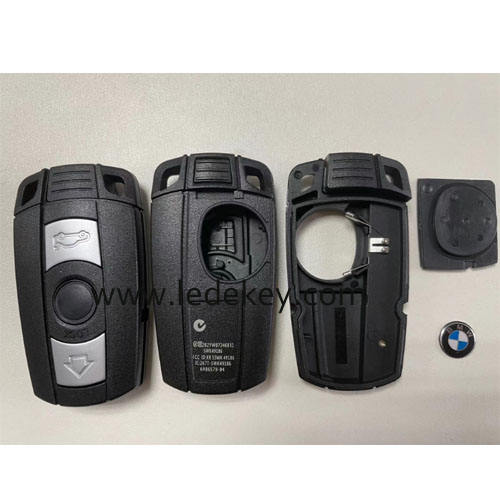 BMW 5 series 3 button remote key blank shell with blade and words on the back with battery clamp