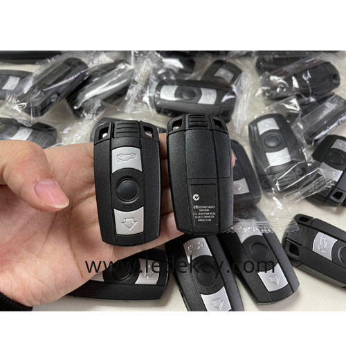BMW 5 series 3 button remote key blank shell with blade and words on the back with battery clamp