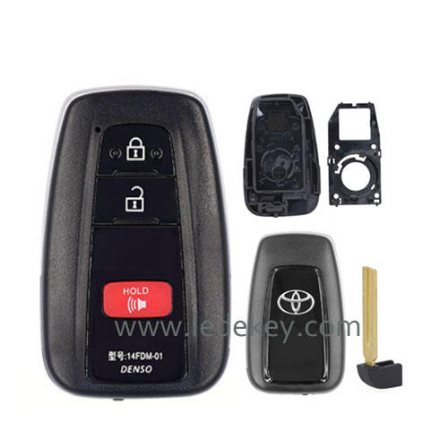 Toyota 2+1 button smart key shell with key blade （original car key replacment）