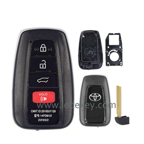 Toyota 3+1 button SUV smart key shell with key blade（original car key replacment）