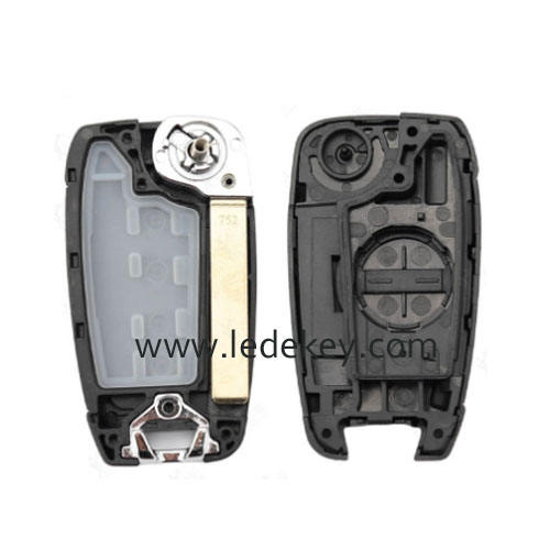 Hyundai 3 button flip remote key shell with blade