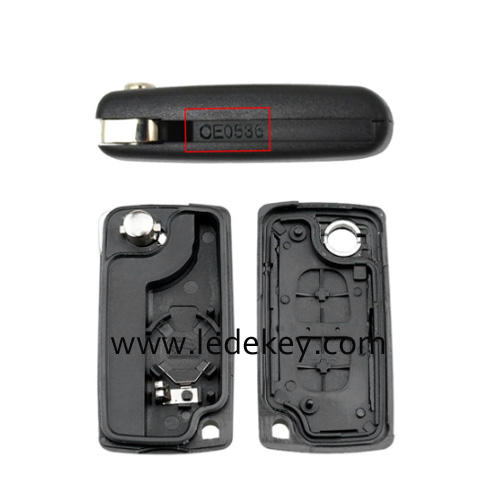 Citroen 2 buttons flip remote key shell  ( 407/HU83 blade -CE0536 With battery place )
