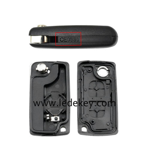 Peugeot 2 buttons flip remote key shell  ( 307/VA2 blade -CE0536 With battery place )