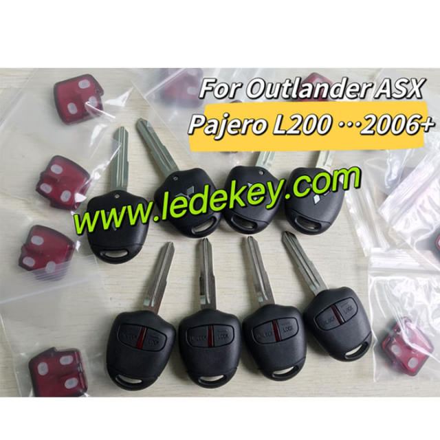 Mitsubish 2 button remote key with Left Blade with Logo 433MHZ ID46 chip for Mitsubish Outlander ASX Lancer Pajero L200 Triton Montero Shogun Lama after 2006 +