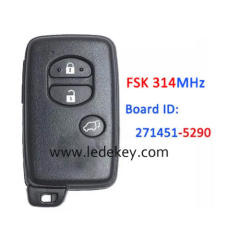 Toyota 3 button SUV Smart Key FSK 314.3Mhz For Toyota Corolla Prius IQ Vitz Ractis Aqua Board ID:271451-5290
