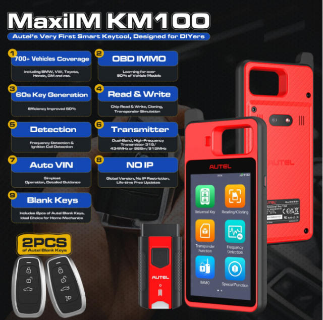 Autel MaxiIM KM100 KM100E Universal Auto Key Generator Kit Key Programmer Support Transponder/ Reading Cloning / IMMO Learning