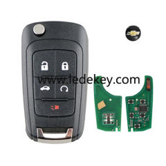 Chevrolet 4+1 button remote key with 315mhz id46 chip (with round logo)