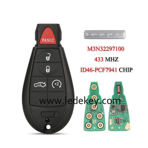 5 buttons Smart Remote Key Fob M3N32297100 433Mhz ID46-PCF7941 chip For Dodge Dart 2012-2017