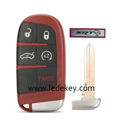 5 Buttons Smart Car Key Shell For SRT Dodge Challenger Charger SRT Hellcat Redeye Widebody With Logo Red Color