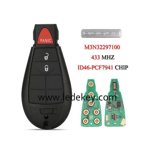 3 buttons Smart Remote Key Fob M3N32297100 433Mhz ID46-PCF7941 chip For Dodge Dart 2012-2017