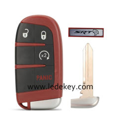 4 Buttons Smart Car Key Shell For SRT Dodge Challenger Charger SRT Hellcat Redeye Widebody With Logo Red Color