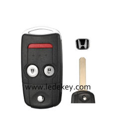 2+1 Buttons Flip Car Remote Key Shell Fob With Logo Fit for Honda Acura Civic Accord Jazz CRV HRV