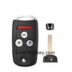3+1 Buttons Flip Car Remote Key Shell Fob With Logo Fit for Honda Acura Civic Accord Jazz CRV HRV