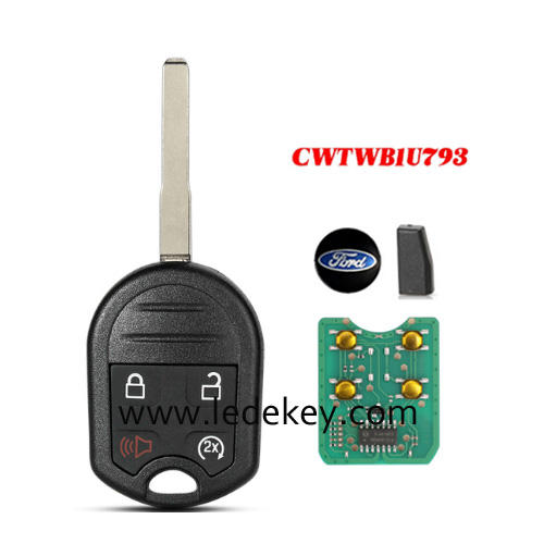Ford 4 button remote key HU101 blade with 315Mhz with 4D63 80bit chip FCCID CWTWB1U793