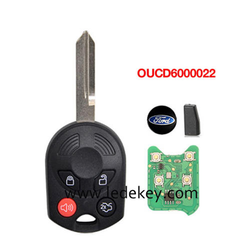Ford 4 button remote key FO38 blade 433Mhz 4D63 80bit chip FCCID:OUCD6000022