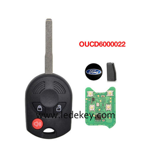 Ford 3 button remote key HU101 blade 433Mhz 4D63 80bit chip FCCID:OUCD6000022