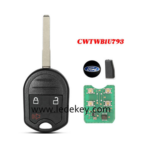 Ford 3 button remote key HU101 blade with 315Mhz with 4D63 80bit chip FCCID CWTWB1U793