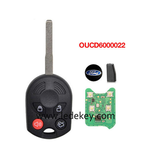 Ford 4 button remote key HU101 blade 315Mhz 4D63 80bit chip FCCID:OUCD6000022