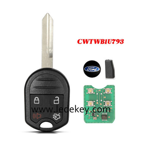 Ford 4 button remote key FO38 blade with 433Mhz with 4D63 80bit chip FCCID CWTWB1U793