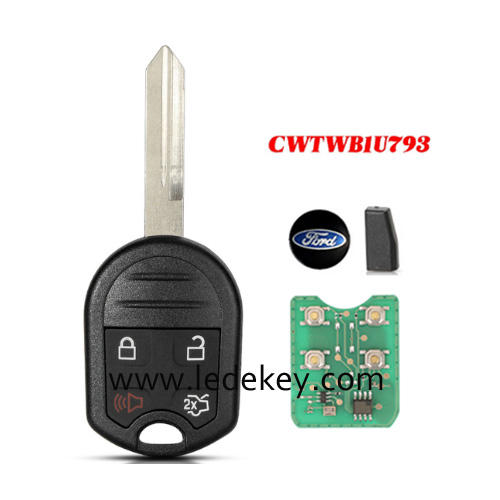 Ford 4 button remote key FO38 blade with 315Mhz with 4D63 80bit chip FCCID CWTWB1U793