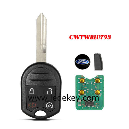 Ford 4 button remote key FO38 blade with 433Mhz with 4D63 80bit chip FCCID CWTWB1U793