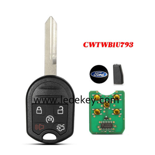 Ford 5 button remote key FO38 blade with 315Mhz with 4D63 80bit chip FCCID CWTWB1U793