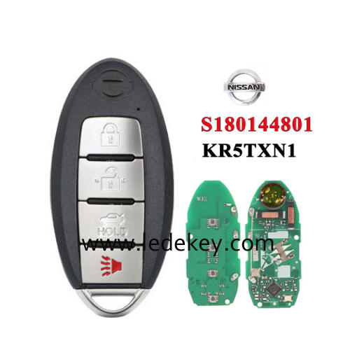 Nissan Altima Versa 2019 2020 4 Button Keyless smart key card with 433MHz 4A Chip FCCID: KR5TXN1 S180144801 P/N: 285E3-6CA1A