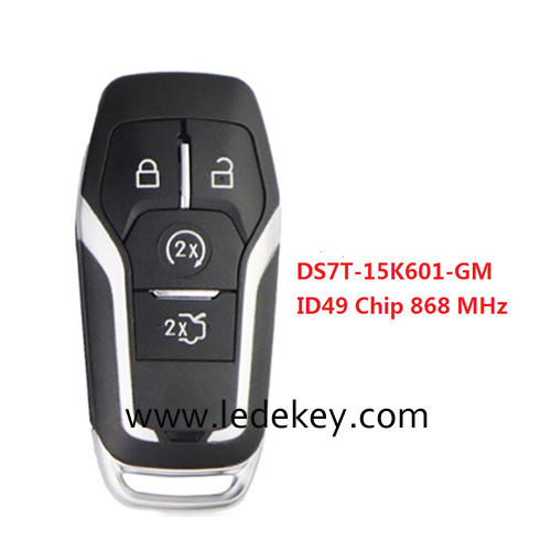4 button Smart Key with 868Mhz ID49 chip For 2013-2017 Ford Edge Fusion SE SEDAN Explorer FCCID DS7T-15K601-GM