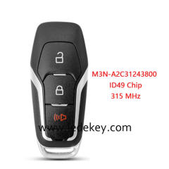 3 button Car Remote Key with 315Mhz ID49 chip For Ford Explorer F-150 F-250 Fusion Edge Mustang FCCID M3N-A2C31243800 Keyless Go
