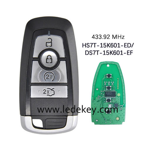 4 Button Smart Key with 434Mhz FSK HITAG-Pro chip For Ford Mondeo Fusion Explorer Expedition 2017-2020 FCCID HS7T-15K601-ED DS7T-15K601-EF Keyless Go