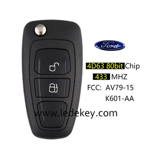 2 button Flip Remote Key with 433Mhz 4D63 80Bit chip For Ford Ranger FCCID AV79-15K601-AA