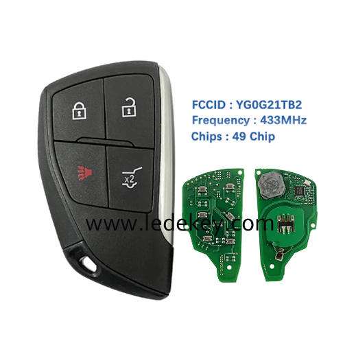 No Logo 4 Button Smart Remote Key Fob with 433Mhz ID49 chip FCCID YG0G21TB2 For Chevrolet Suburban Tahoe Buick GMC Yukon XL Denali 2021+