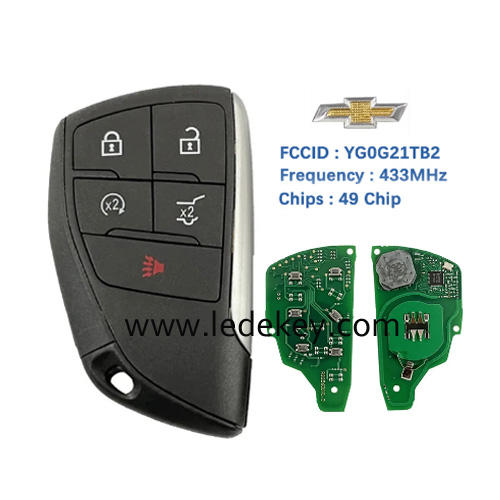 5 Button Smart Remote Key Fob with 433Mhz ID49 chip FCCID YG0G21TB2 For Chevrolet Suburban Tahoe Buick GMC Yukon XL Denali 2021+