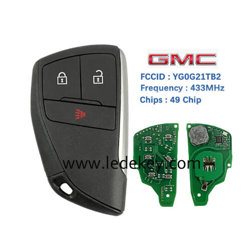 3 Button Smart Remote Key Fob with 433Mhz ID49 chip FCCID YG0G21TB2 For Chevrolet Suburban Tahoe Buick GMC Yukon XL Denali 2021+