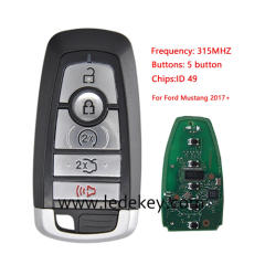 5 Button Smart Key with 315Mhz ID49 chip For 2013-2020 Ford Mustang Lincoln Remote Control