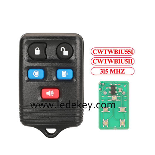 5 Button VAN Remote Car Key Alarm 315Mhz For Ford E150 E250 F-150 Focus Escape Kuga Mustang FCCID CWTWB1U551/CWTWB1U511