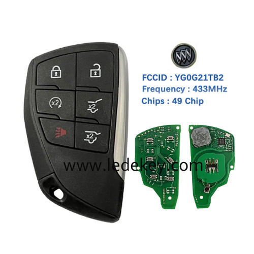 6 Button Smart Remote Key Fob with 433Mhz ID49 chip FCCID YG0G21TB2 For Chevrolet Suburban Tahoe Buick GMC Yukon XL Denali 2021+