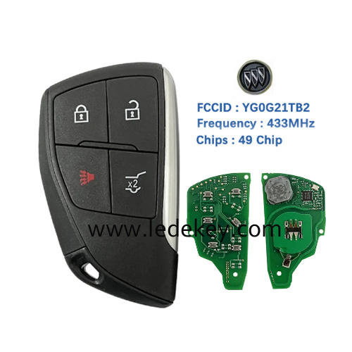 4 Button Smart Remote Key Fob with 433Mhz ID49 chip FCCID YG0G21TB2 For Chevrolet Suburban Tahoe Buick GMC Yukon XL Denali 2021+