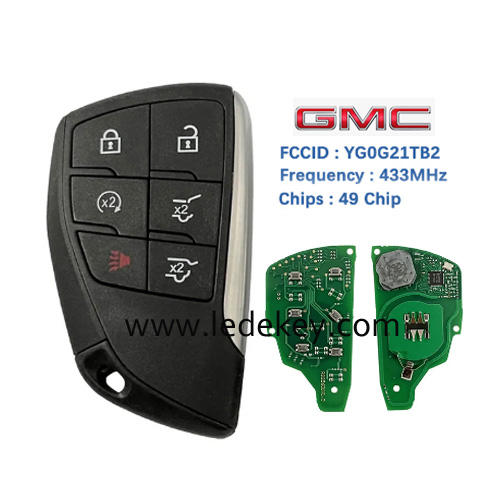 6 Button Smart Remote Key Fob with 433Mhz ID49 chip FCCID YG0G21TB2 For Chevrolet Suburban Tahoe Buick GMC Yukon XL Denali 2021+