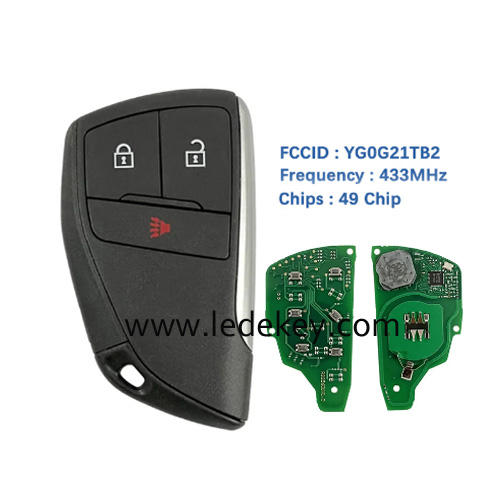 No Logo 3 Button Smart Remote Key Fob with 433Mhz ID49 chip FCCID YG0G21TB2 For Chevrolet Suburban Tahoe Buick GMC Yukon XL Denali 2021+