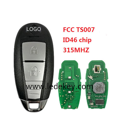 2 button Smart Remote Key with 315Mhz ID46 PCF7952 chip FCC ID : TS007 P/N NO. : 37172-71L00 For Suzuki Shape Swift SX4 VITARA 07/10+