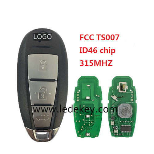 3 button Smart Remote Key with 315Mhz ID46 PCF7952 chip FCC ID : TS007 P/N NO. : 37172-71L00 For Suzuki Shape Swift SX4 VITARA 07/10+