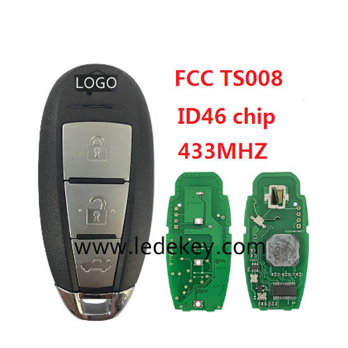 3 button Smart Remote Key with 433Mhz ID46 PCF7952 chip FCC ID : TS008 P/N NO. : 37172-57L10 For Suzuki Swift Kizashi